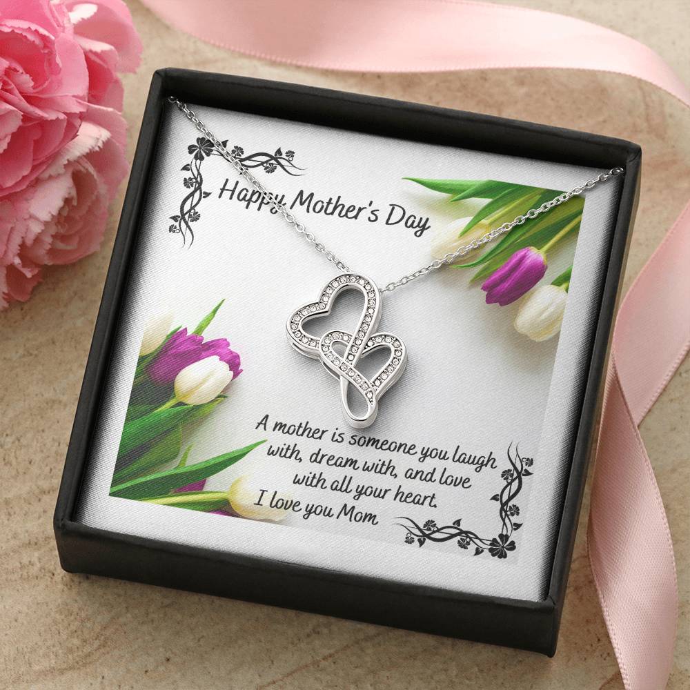 Happy Mother's Day 1 Double Hearts Necklace