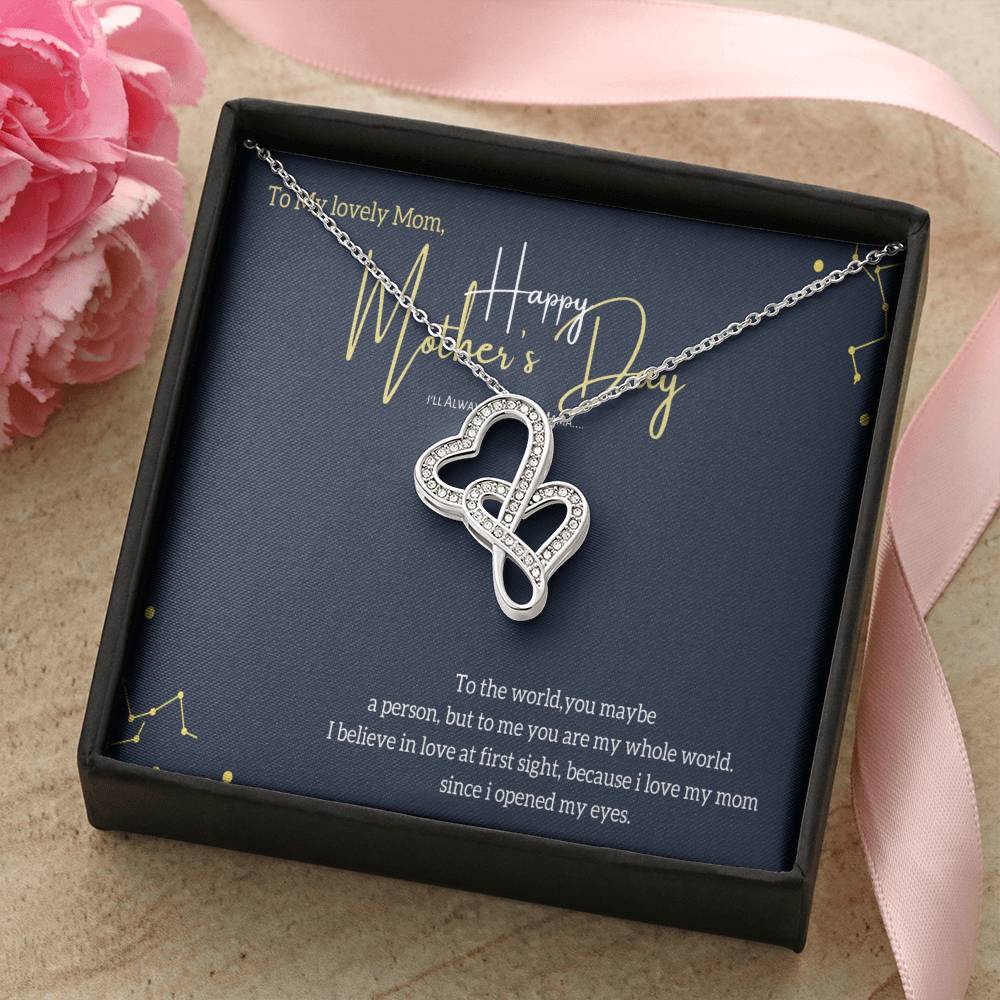 To My Best Mom Double Hearts Necklace