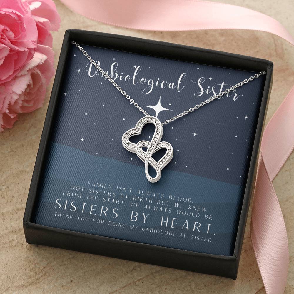 Unbiological Sister Necklace Unbiological Sister Gift Best Friend Necklace Big Little Sorority Soul Sister Bridesmaid 1 Double Hearts Necklace