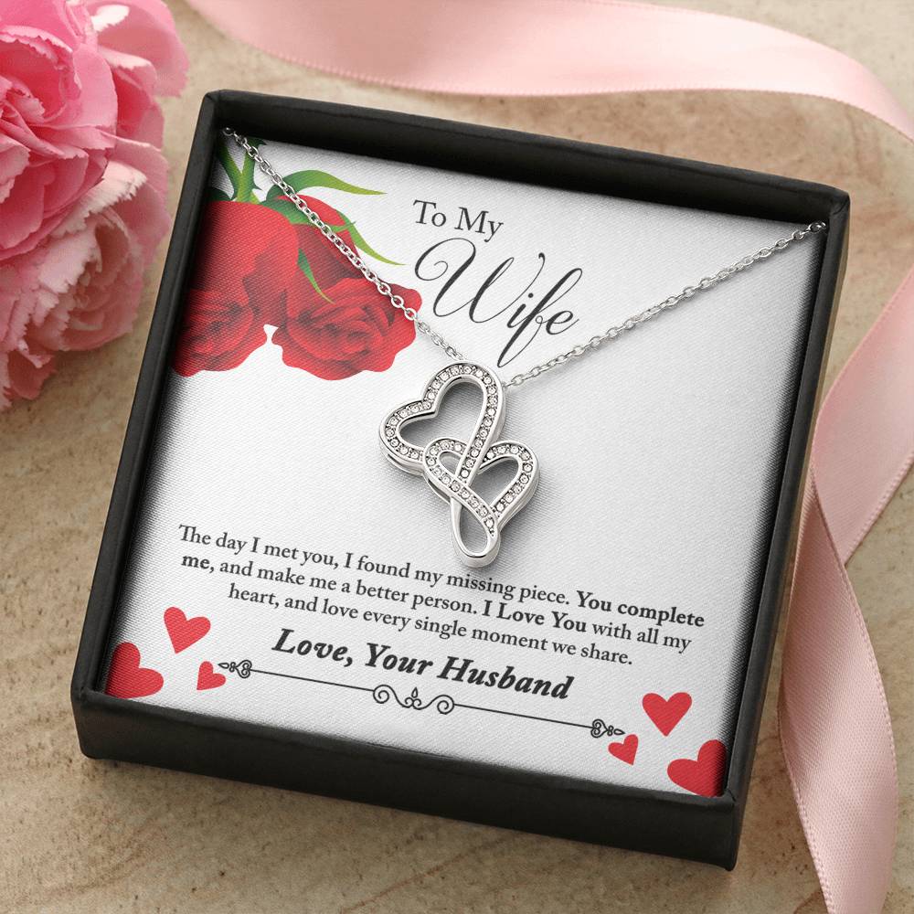 To My Wife Double Hearts Necklace
