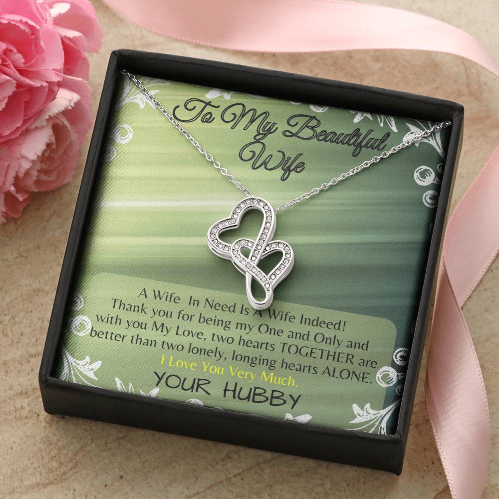 For My Beautiful Wife - The Double Hearts Necklace