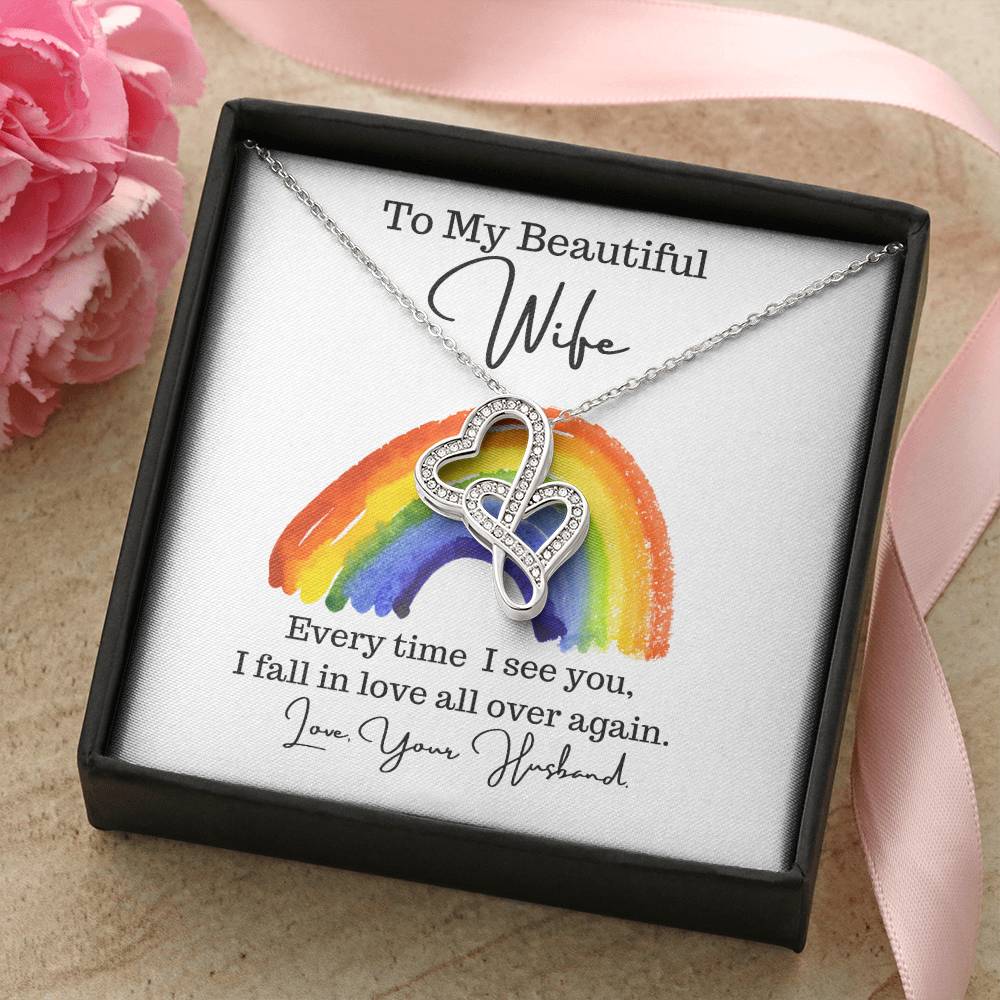Husband To Wife - Necklace For Gift 5 Double Hearts Necklace