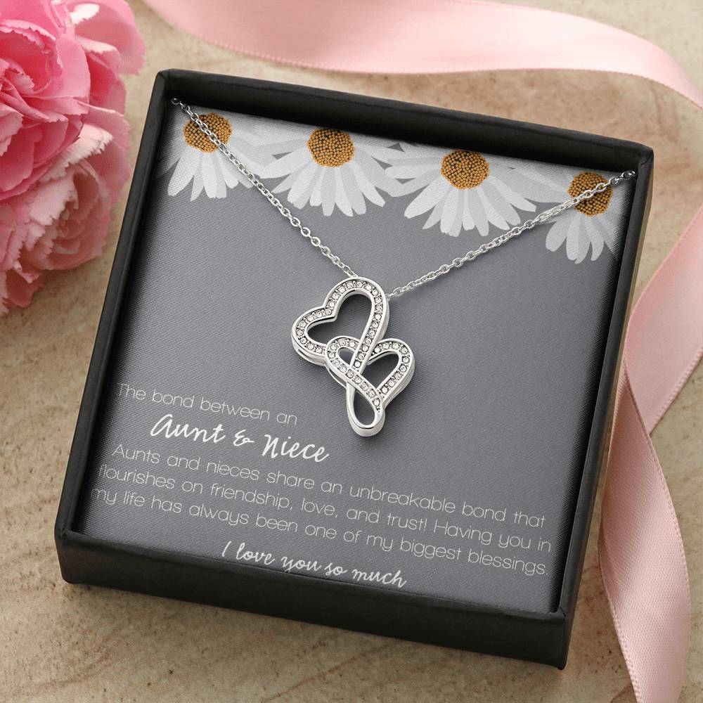 The Bond Between Aunt & Niece Double Hearts Necklace