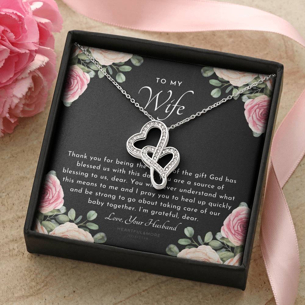 Postpartum Gift For Wife Gift For Wife Post Pregnancy Becoming A Mother Gift Gift For Wife Birth Wife After Pregnancy 1 Double Hearts Necklace