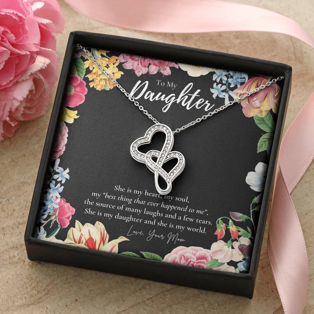 Daughter Gift To My Daughter Necklace From Mom To My Daughter Necklace Gift For Daughter From Mom Double Hearts Necklace