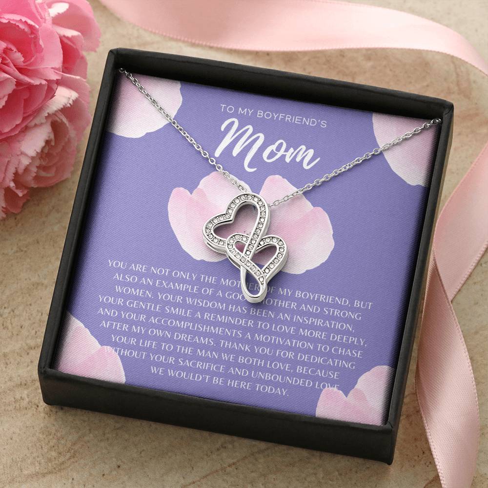 Gift For Boyfriend's Mom Boyfriend's Mom Necklace To My Boyfriend’S Mom Gift Mother’S Day Gift For Boyfriend's Mom Double Hearts Necklace
