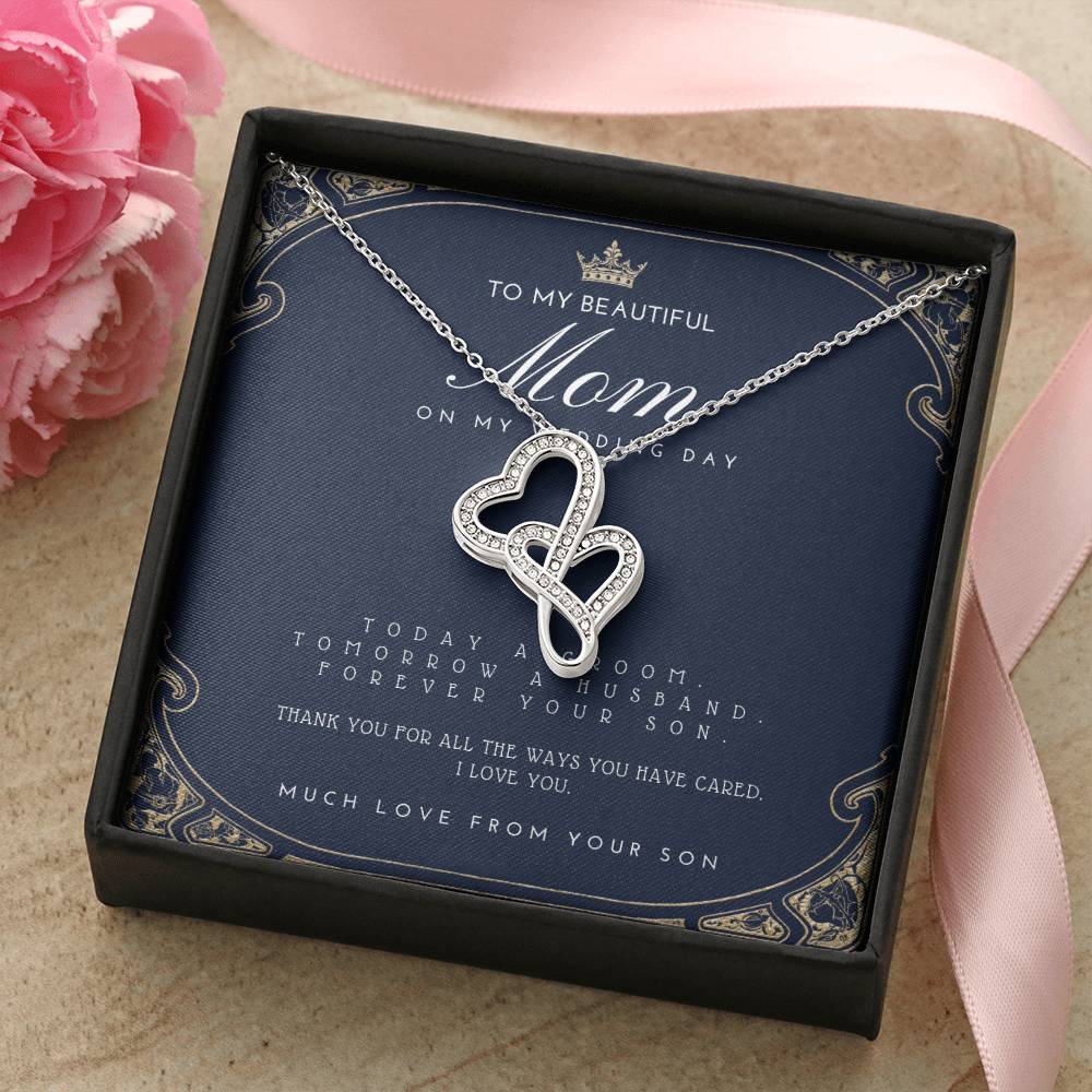 Mother Of The Groom Gift From Son Mom Wedding Gift From Son Wedding Gift From Groom To Mom Necklace Gift For Mom We Double Hearts Necklace