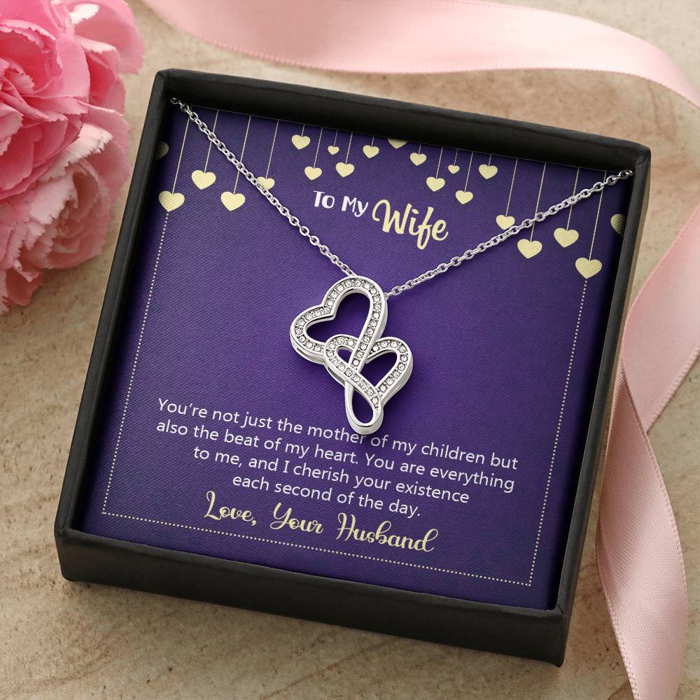 Happy Anniversary You're Not Just The Mother Of My Children Double Hearts Necklace