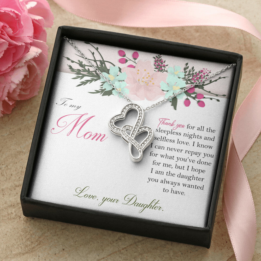 To My Mom - - Gift For Mother Double Hearts Necklace