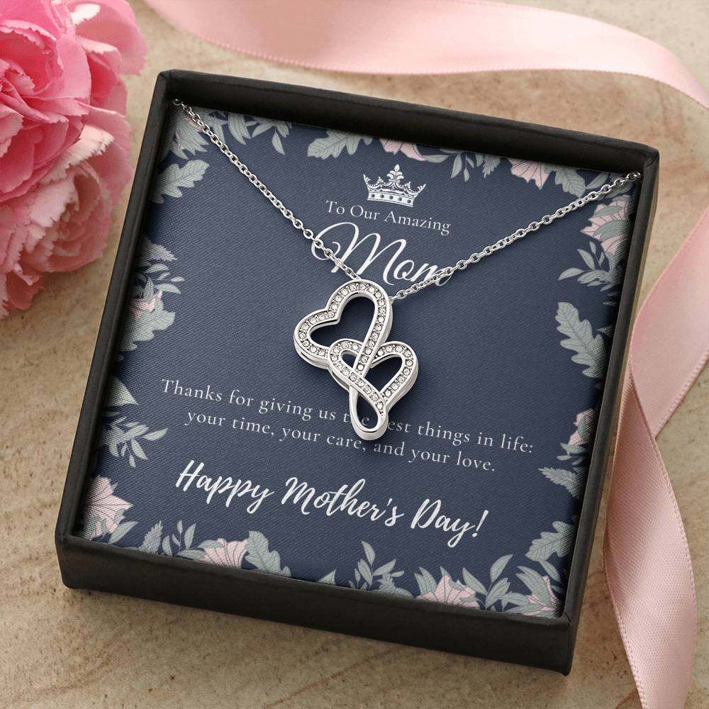 To Our Amazing Mom Necklace Happy Mother’S Day Gift Personalized Mom Gift Mothers Necklace Gift For Mom Best Mom Double Hearts Necklace