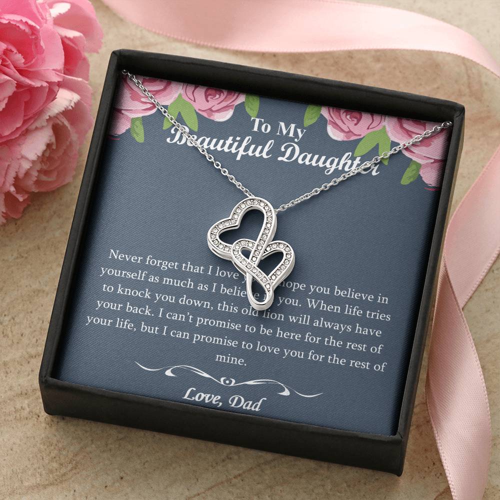 The Best Gift For Your Daughter - Double Heart Daughter Necklace - To My Daughter Gift From Dad - Father Daughter Nec Double Hearts Necklace