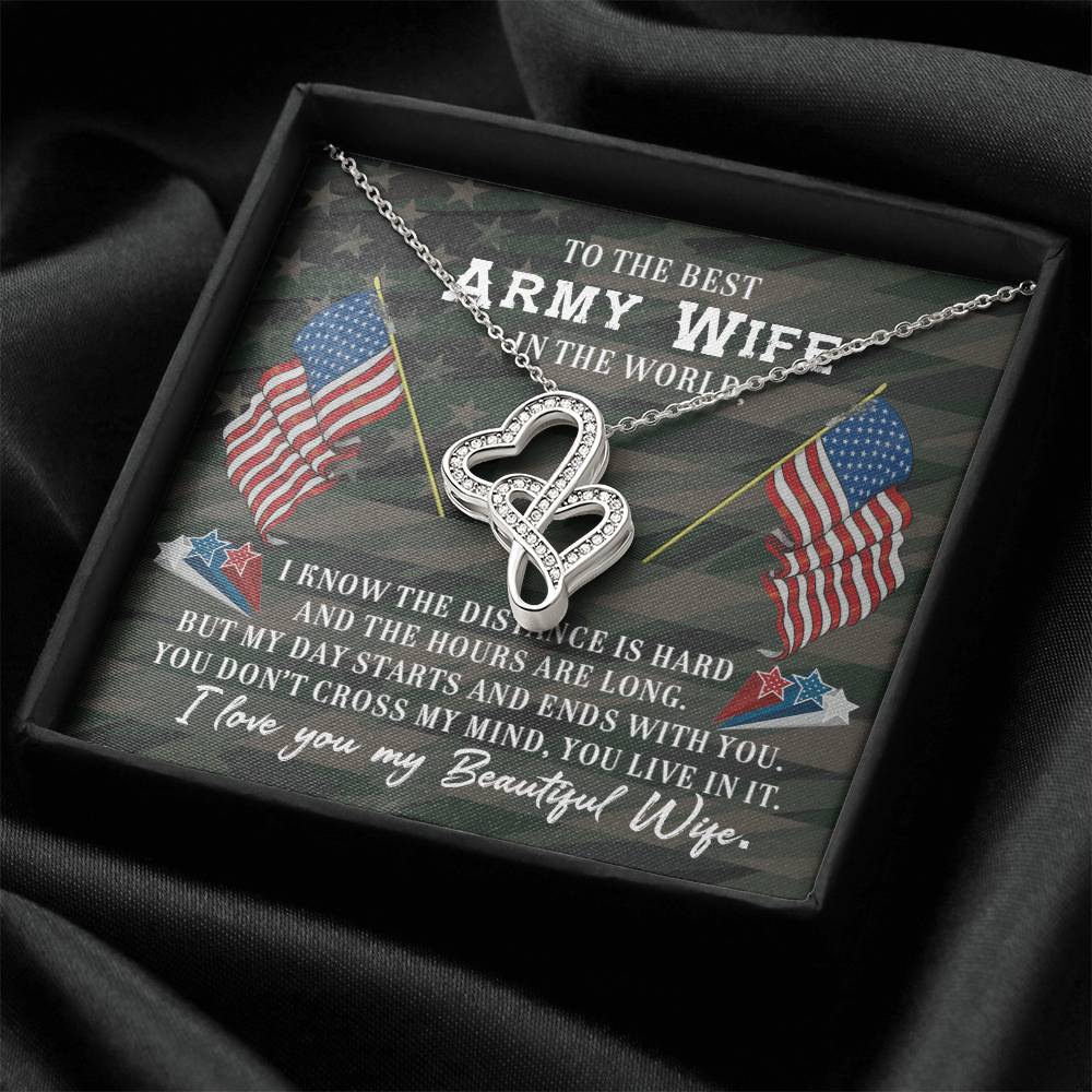 To The Best Army Wife In The World Necklace Gift Anniversary Gift Gifts For Her Christmas Gift Double Hearts Necklace