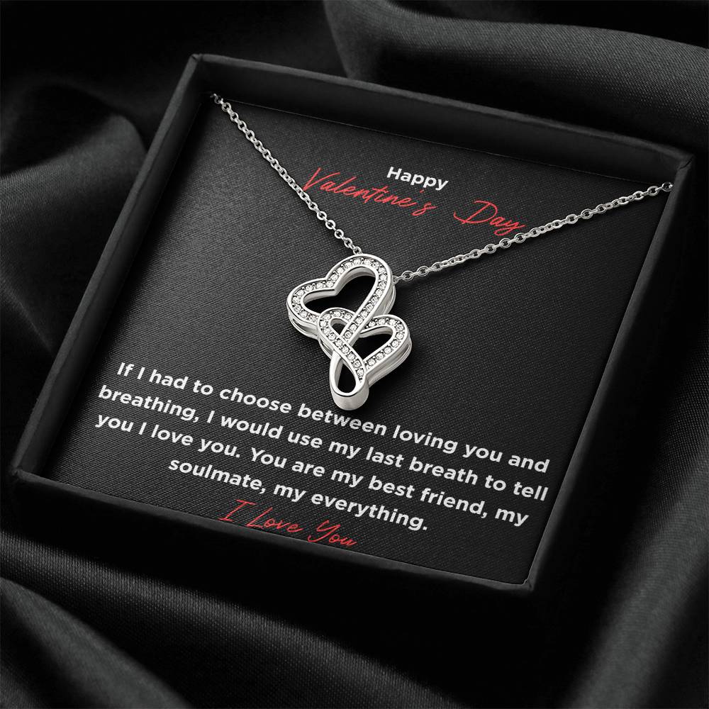 Valentine's Necklace Black Double Hearts Necklace