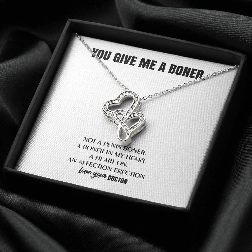 You Give Me A Heart Boner An Affection Erection Funny & Sarcastic Love For Her Mature Best Fu 10 Double Hearts Necklace