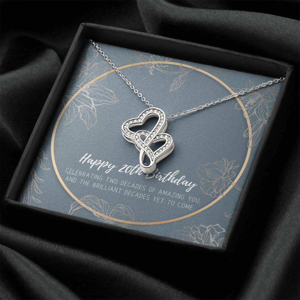 20Th Birthday Gifts For Women Necklace For Her 2 Decade Jewelry 20 Years Old 20Th Birthday Gift Necklace Jewelry Double Hearts Necklace