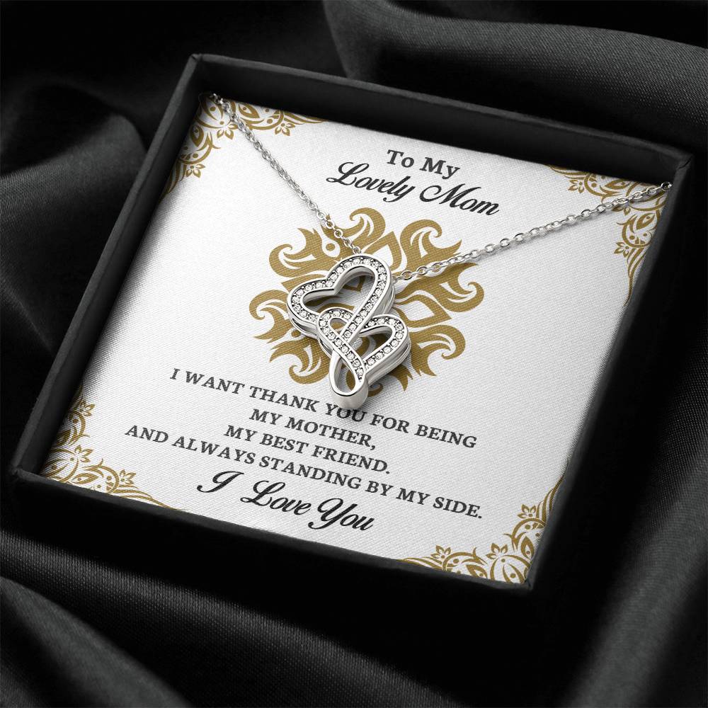 To My Mom - I Want Thank You - Double Hearts Necklace