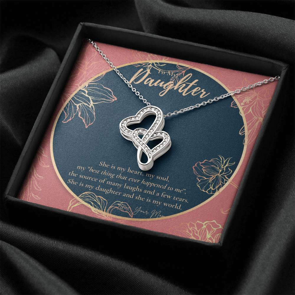 To Daughter From Dad 2 Double Heart Necklace Gift - Daughter Gift - To My Daughter Necklace From Mom - To My Daughter 1 Double Hearts Necklace