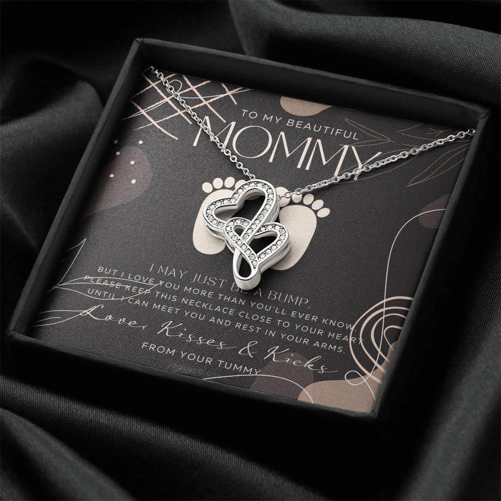 Mom To Be Gift New Mommy Gift Necklace Pregnant Wife Gift I May Just Be A Bump But I Love You To Mummy From Bump 1 Double Hearts Necklace