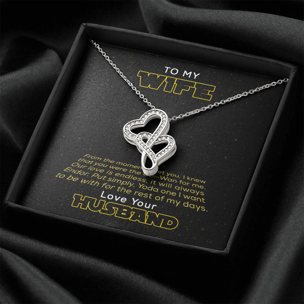 To My Wife Love Your Husband - To My Wife Necklace Anniversary Gift For Wife Gift For Wife Necklace For Wife Birthday Double Hearts Necklace