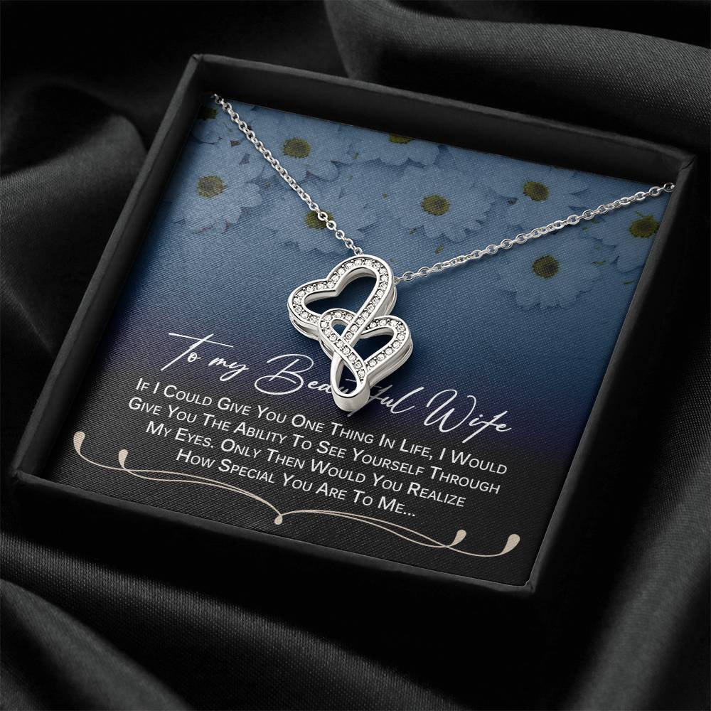 To My Beautiful Wife Necklace Anniversary Gift For Wife Birthday Gift For Wife Gift For Wife Necklace For Wife Gift F 3 Double Hearts Necklace