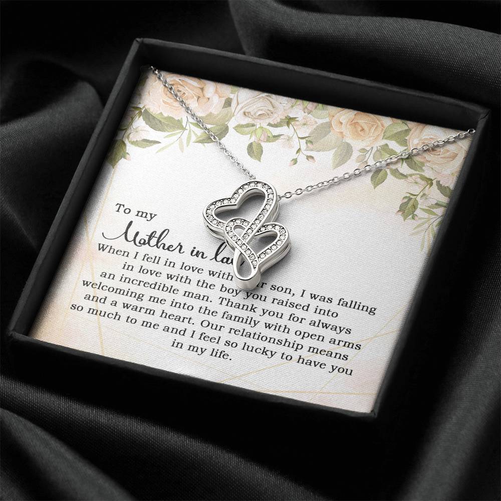 To My Mother In Law When I Fell In Love With Your Son Double Hearts Necklace