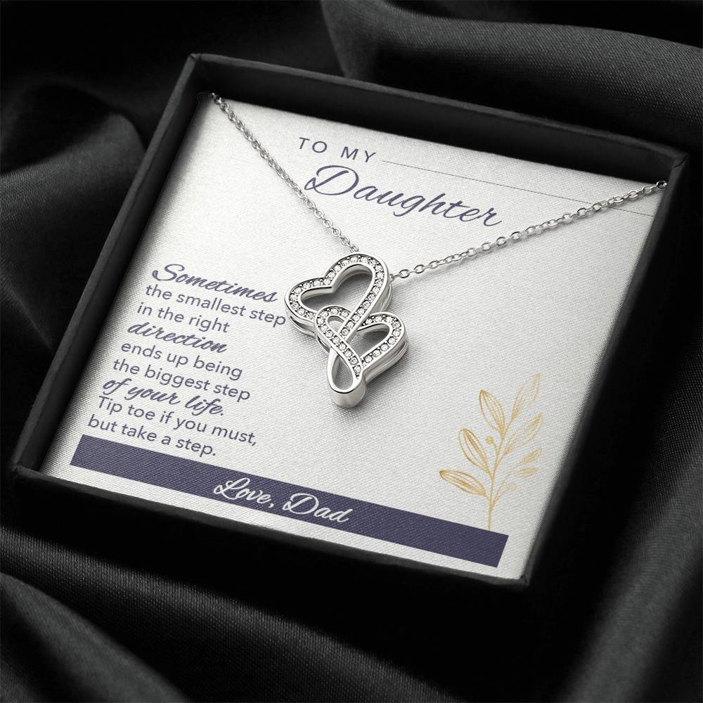 To My Daughter Necklace Christmas Gift From Dad - Forever Love Daughter Necklace On Christmas Day - Dad And Daughter N 3 Double Hearts Necklace
