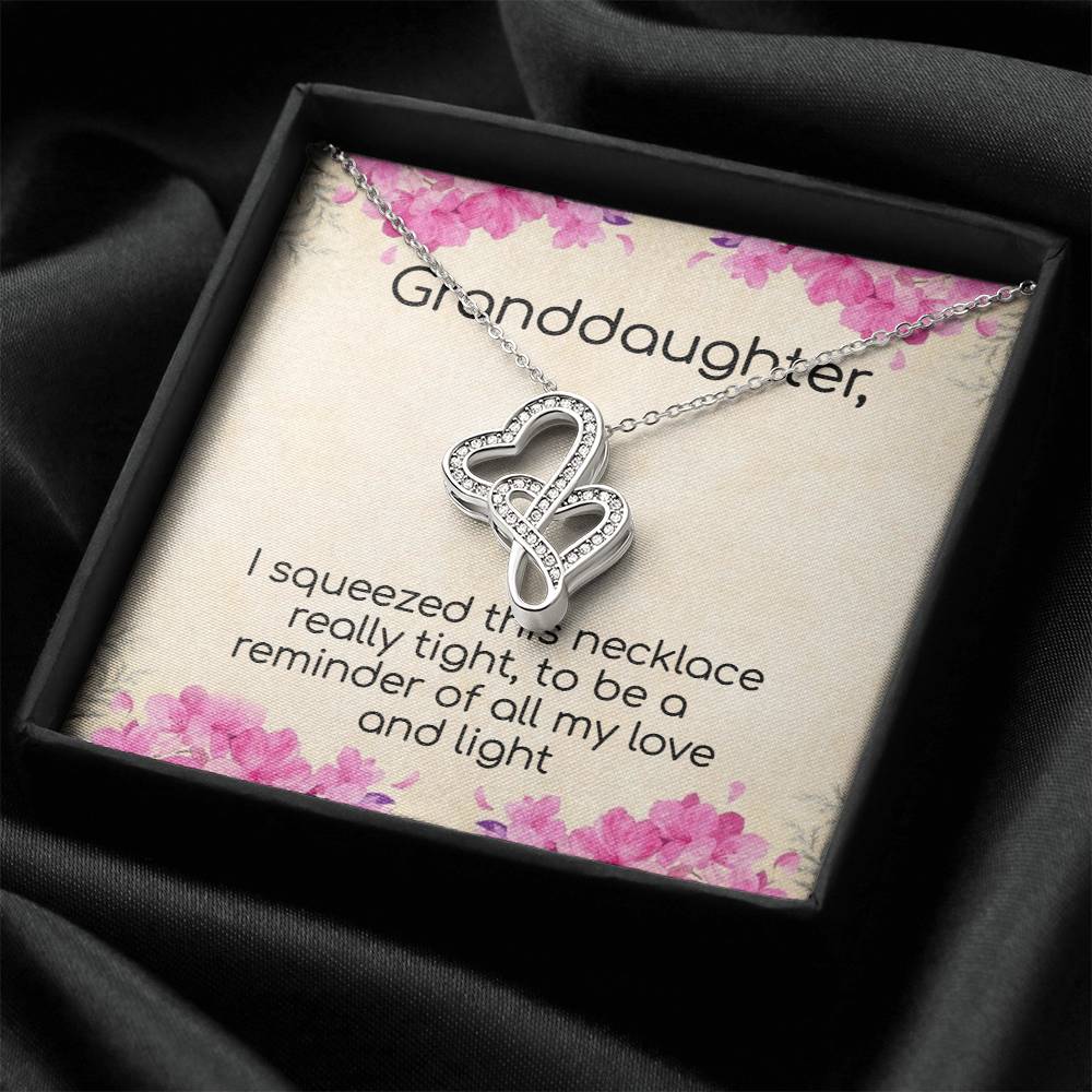 Granddaughter Love And Light Sparkling Stunning Gift Double Hearts Necklace