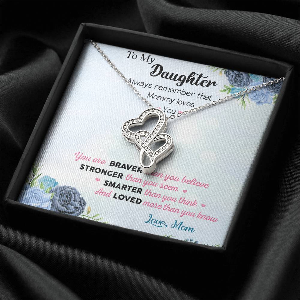 To My Daughter - 3 Double Hearts Necklace