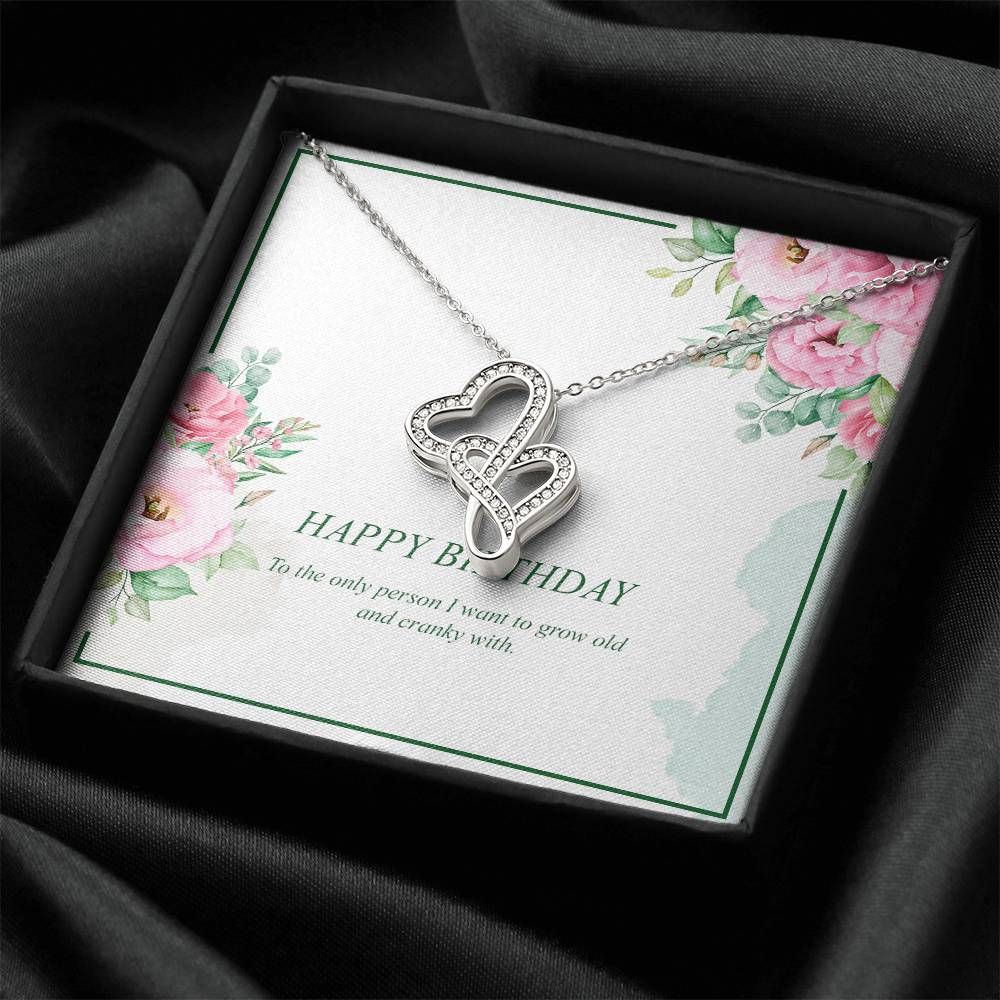 Happy Birthday Wife- Double Hearts Necklace