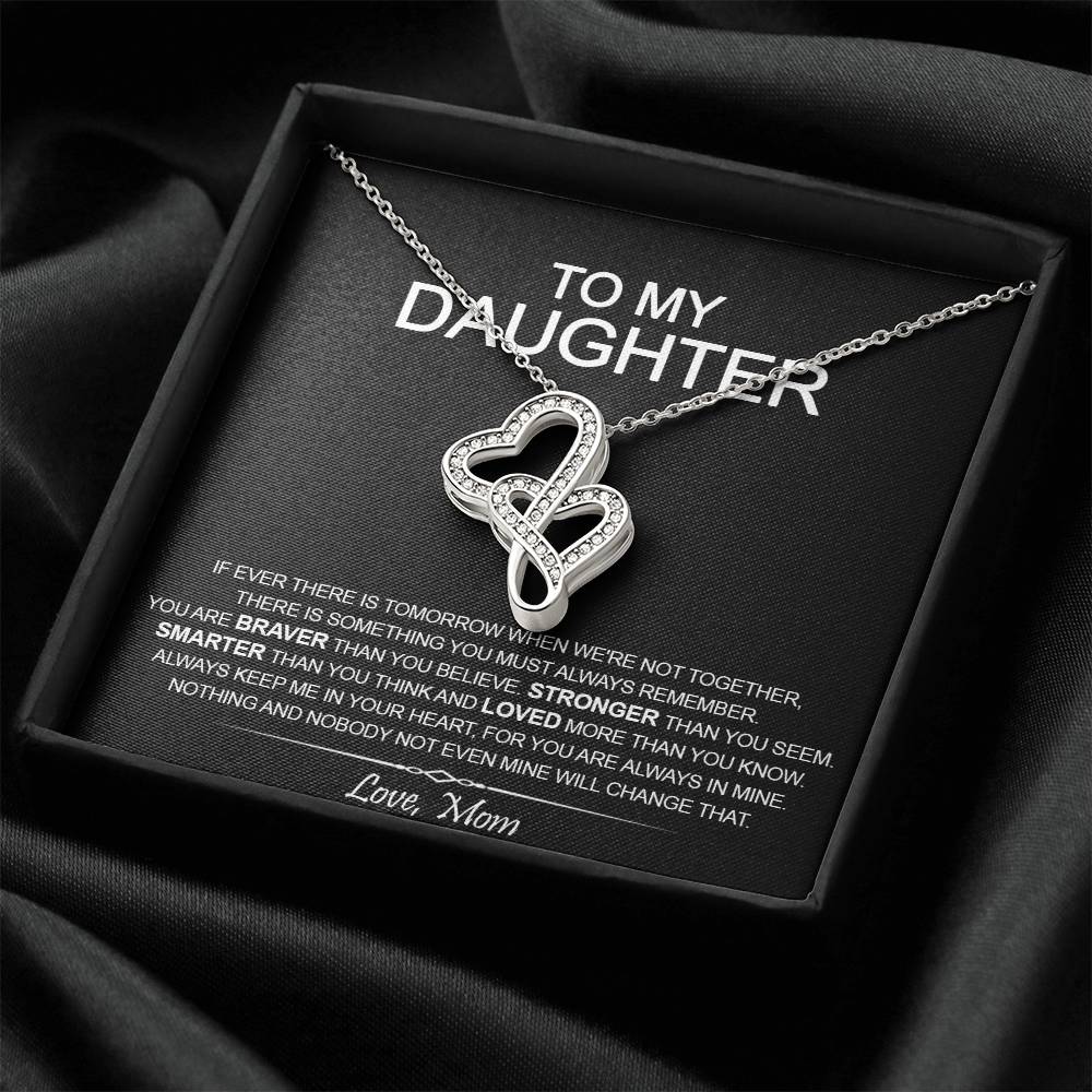 To My Daughter - I Love You Message - Tmd09 Double Hearts Necklace