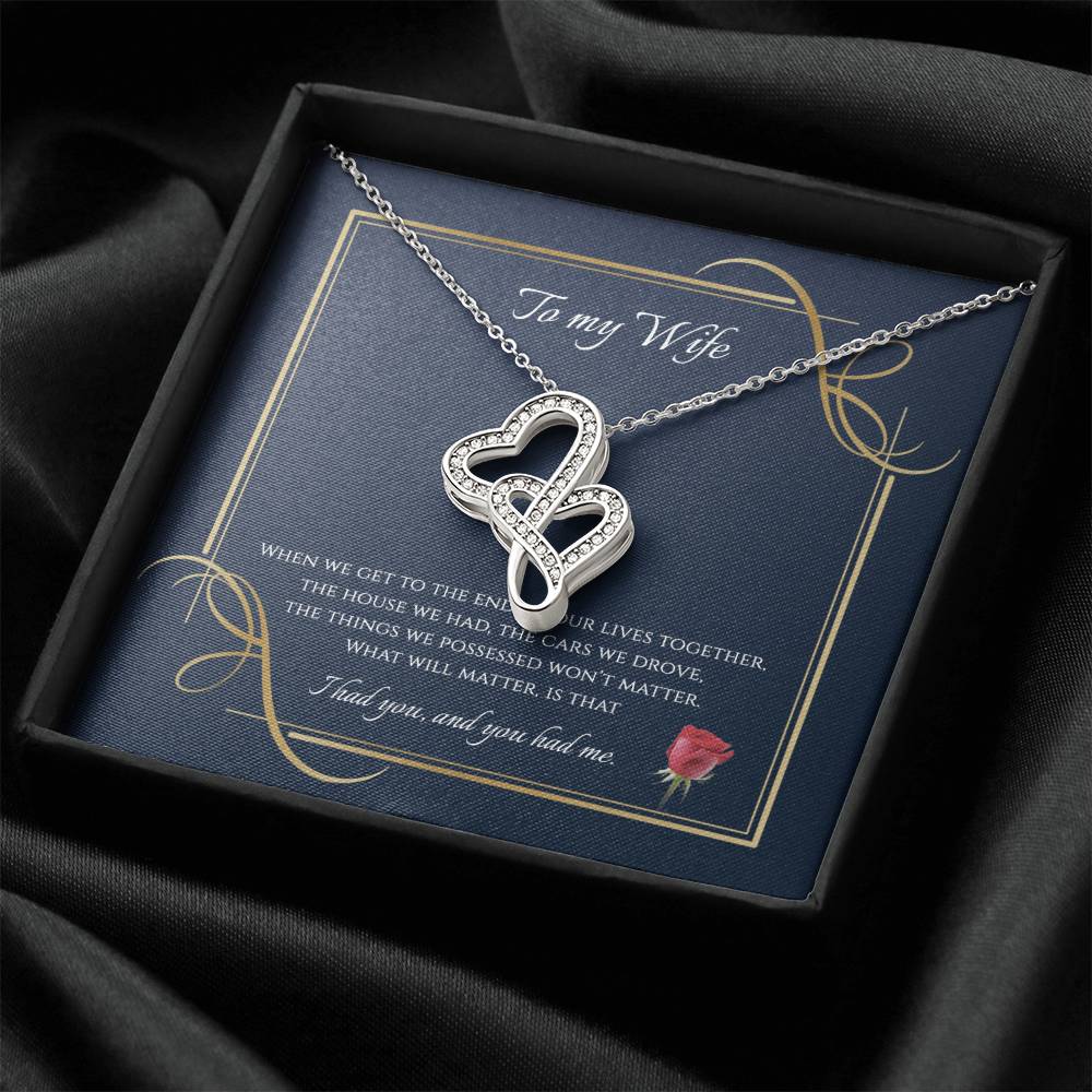 To My Wife 1 Double Hearts Necklace