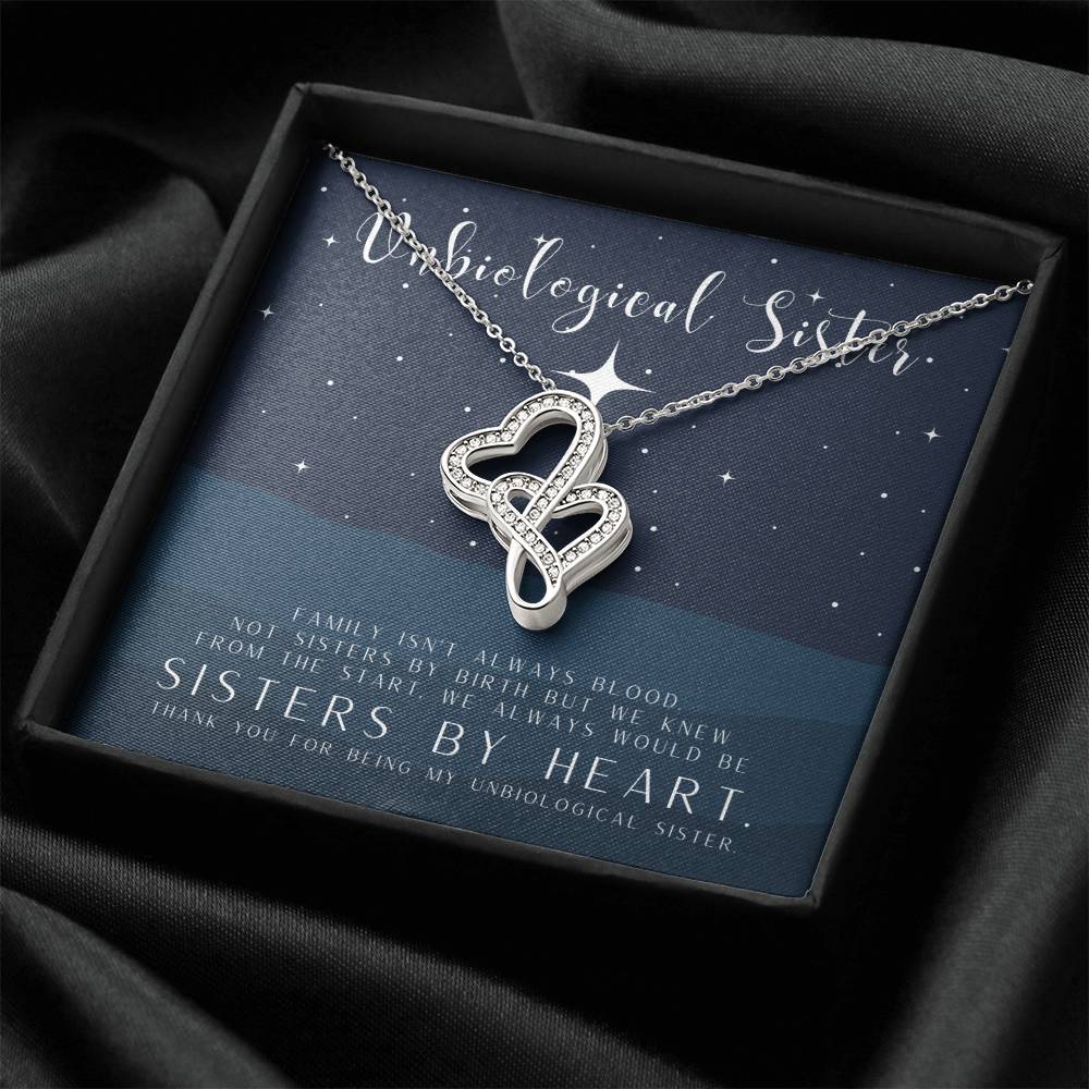 Unbiological Sister Necklace Unbiological Sister Gift Best Friend Necklace Big Little Sorority Soul Sister Bridesmaid 1 Double Hearts Necklace