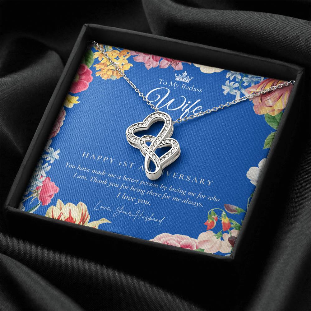 1 Year Anniversary Gift For Wife 1 Year Anniversary Gifts 1 Year Wedding Anniversary Gift Ideas 1St Wedding Anniver Double Hearts Necklace