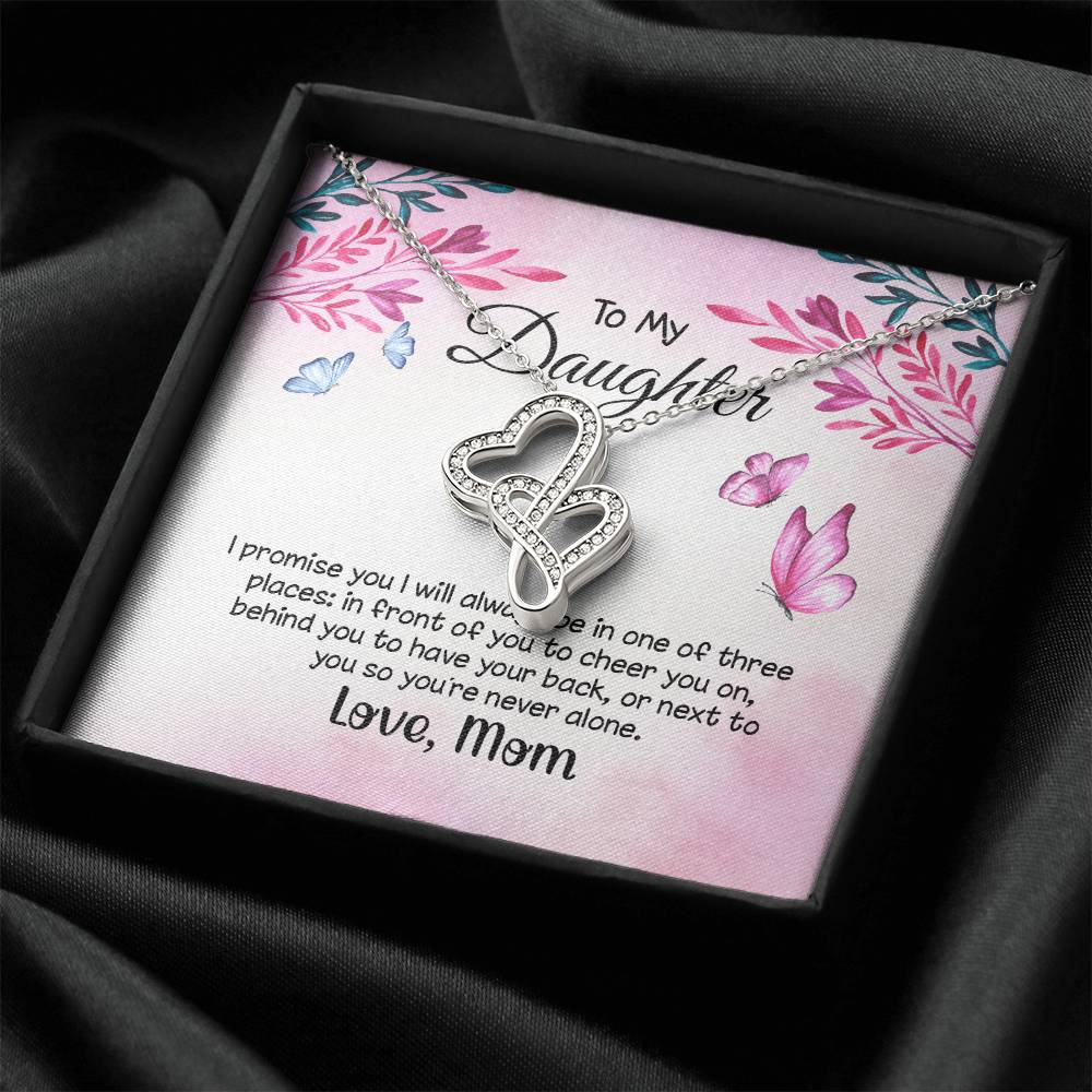 To My Daughter - I Promise You - Double Hearts Necklace