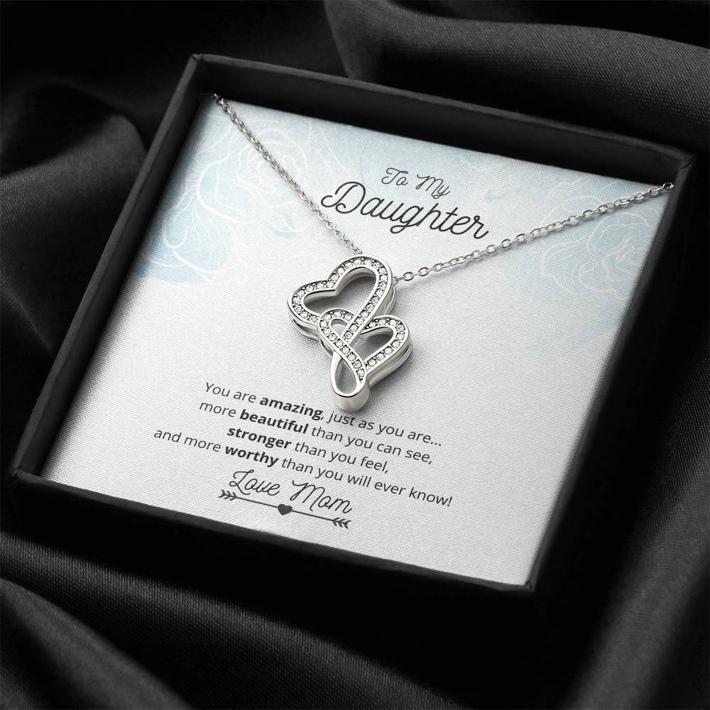 To My Daughter Double Hearts Necklace