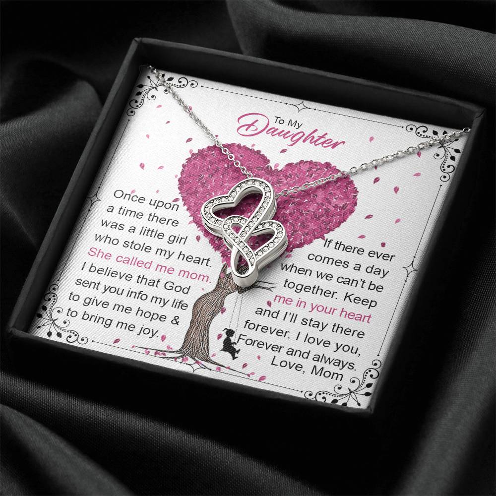 To My Daughter 3 Double Hearts Necklace