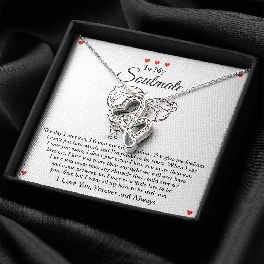 To My Soulmate - Forever And Always Necklace - To My Soulmate Necklace Soulmate Gifts For Her Valentines Day Gift For Double Hearts Necklace