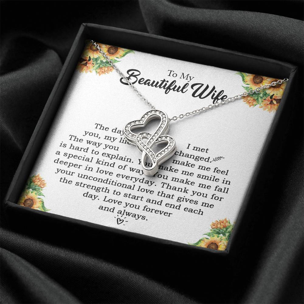 To My Beautiful Wife Necklace Anniversary Gift For Wife Birthday Gift For Wife Gift For Wife Necklace For Wife Gift F 1 Double Hearts Necklace