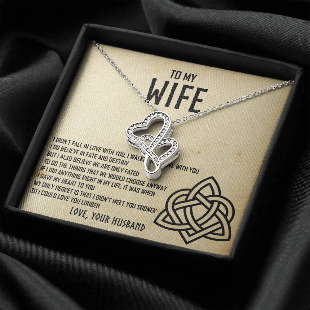 Necklace For Your Wife - An Eternal Love - Love Your Husband - To Wife From Husband Double Heart Necklace Gift Wedding Double Hearts Necklace