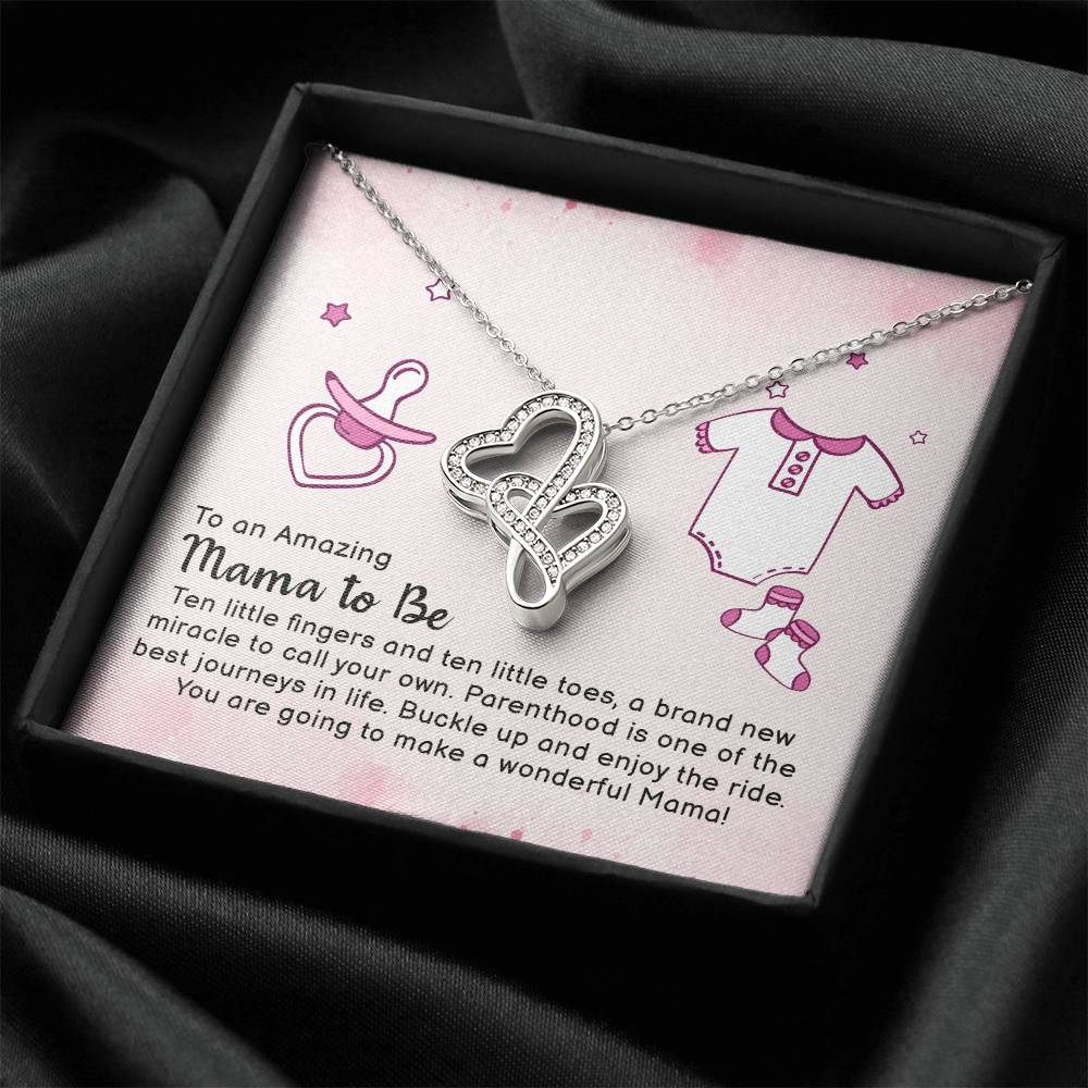 To An Amazing Mama To Be Double Hearts Necklace