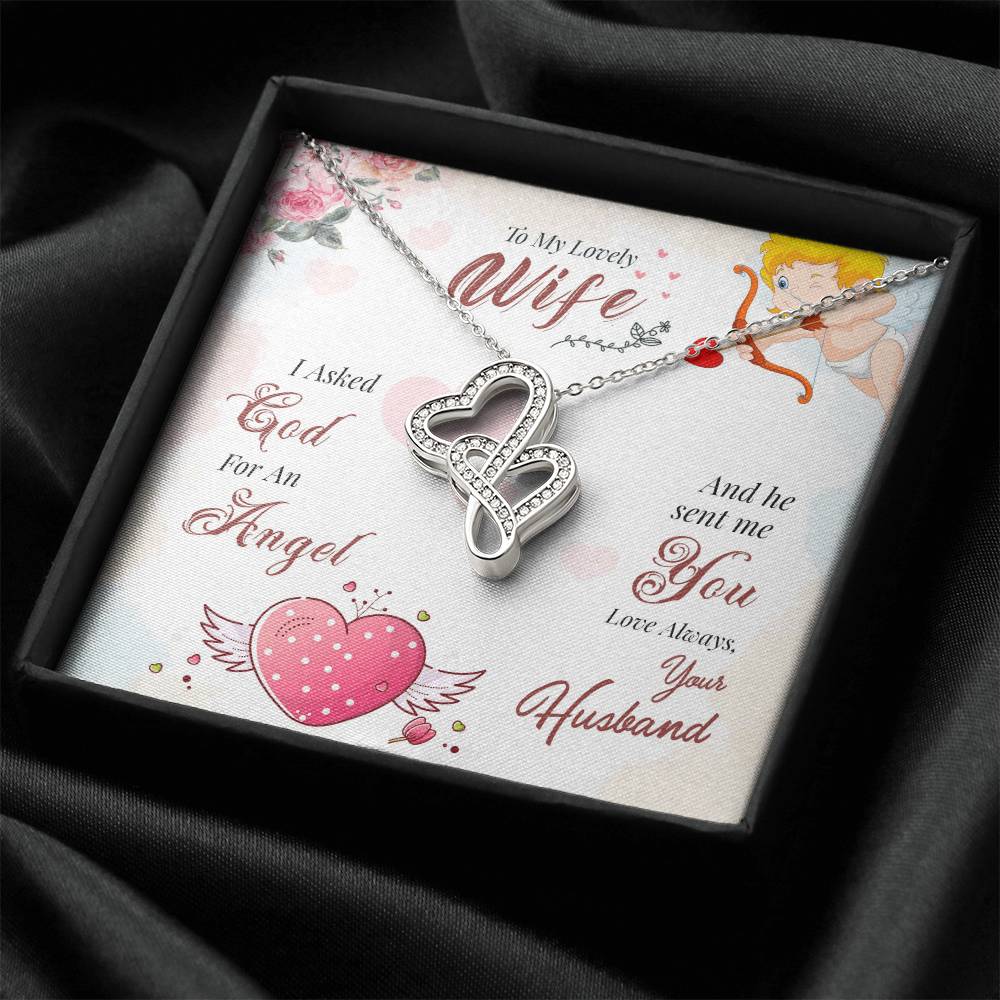 To My Lovely Wife - Love Always Your Husband - Double Hearts Necklace