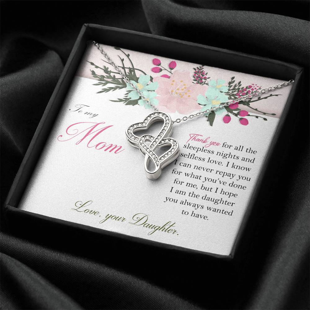 To My Mom - - Gift For Mother Double Hearts Necklace