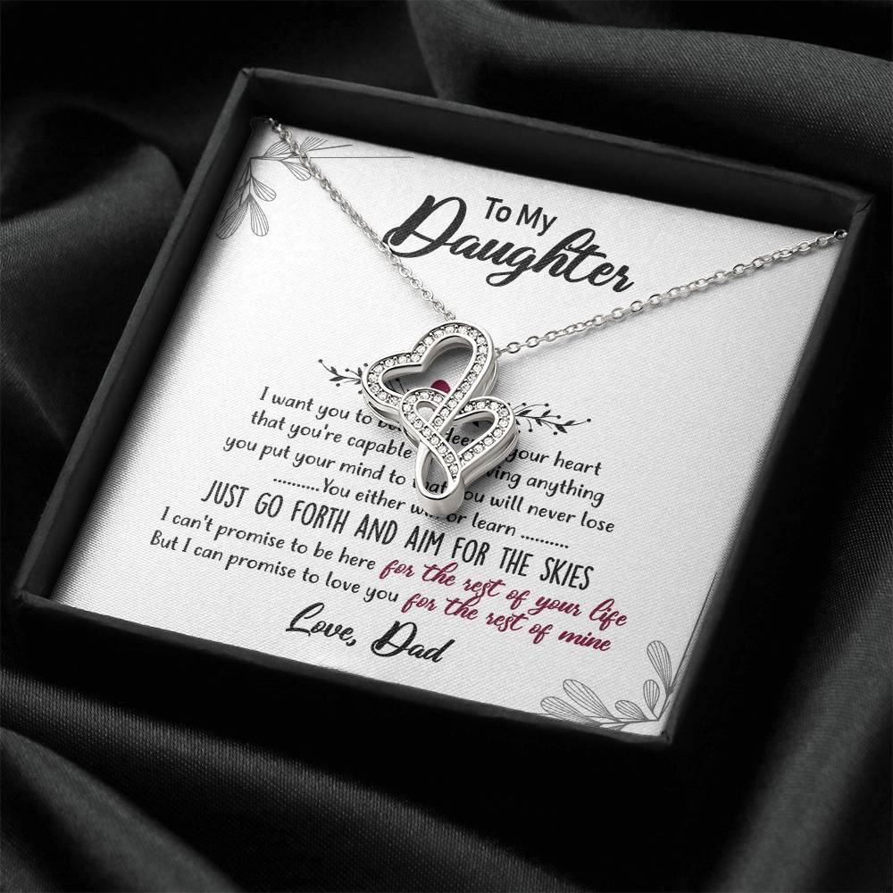 Double Heart Necklace Gift - To Daughter From Dad Necklace - Dad And Daughter Never Forget I Love You Gift From Dad - 2 Double Hearts Necklace