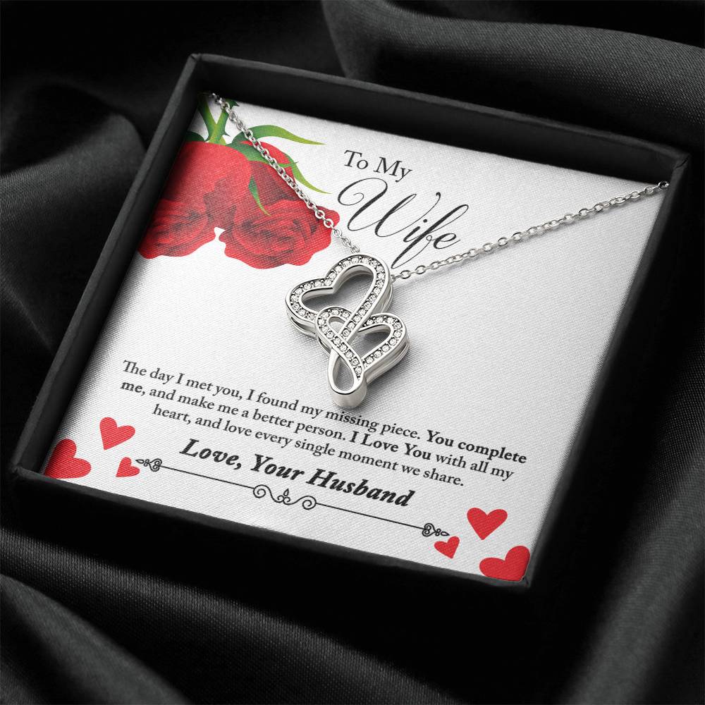 To My Wife Double Hearts Necklace