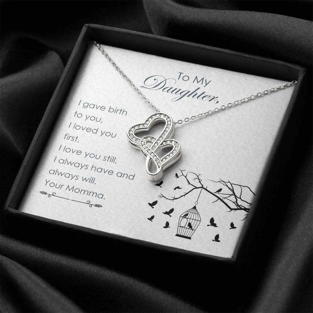 To My Daughter - 2 Double Hearts Necklace