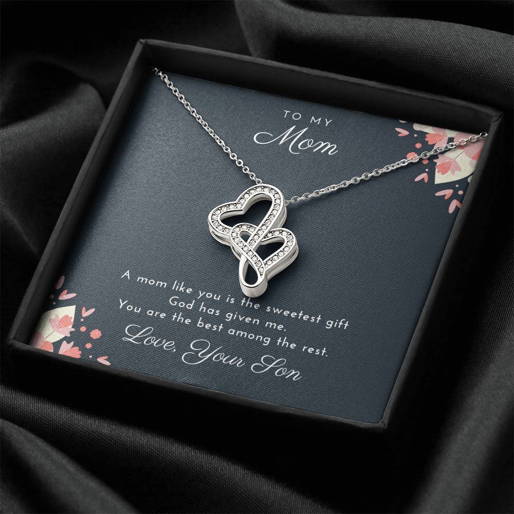 The Best Among The Rest To Mom From Son Double Hearts Necklace