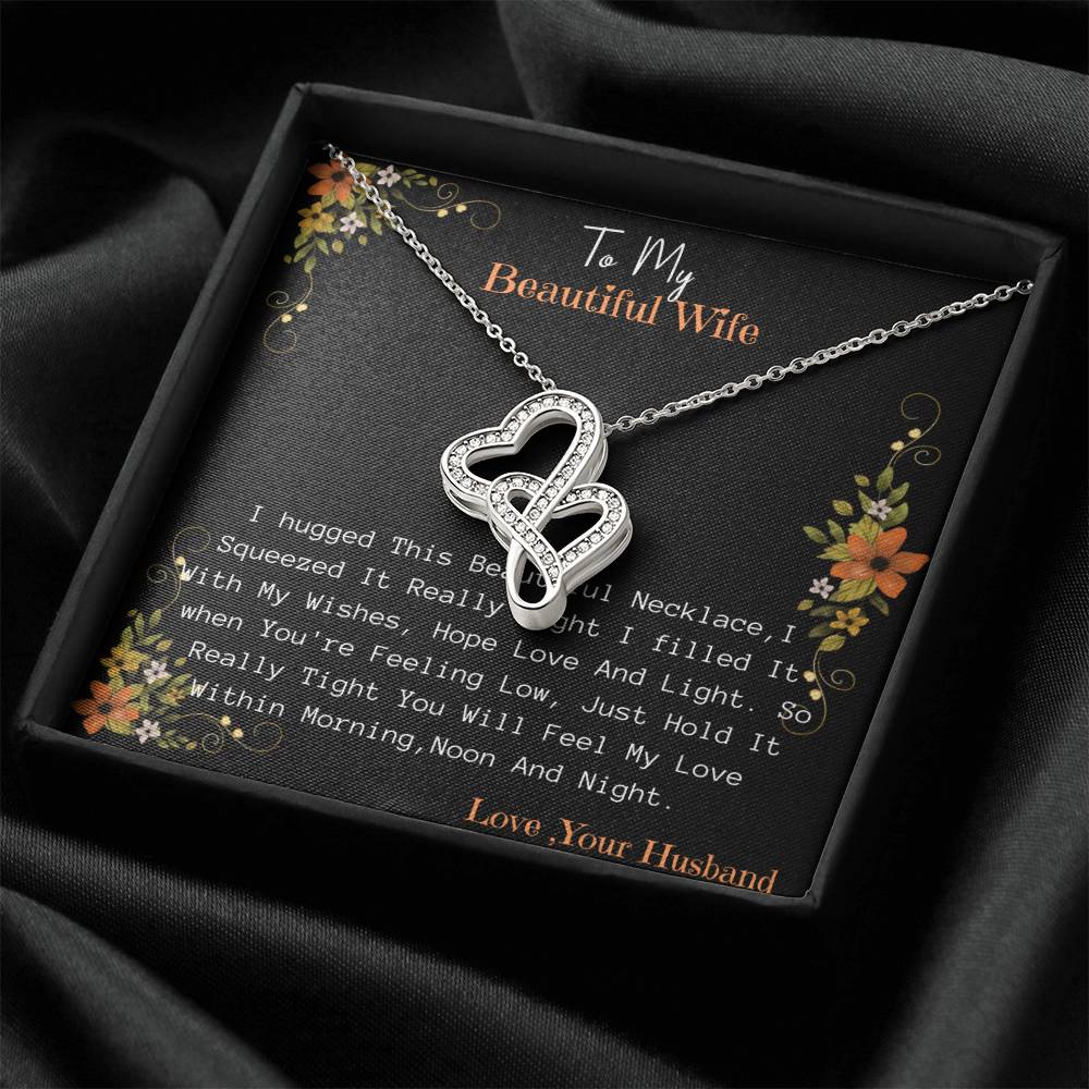 To My Wife Love Your Husband - Last Everything Necklace - To My Wife Necklace Anniversary Gift For Wife Gift For Wife Double Hearts Necklace