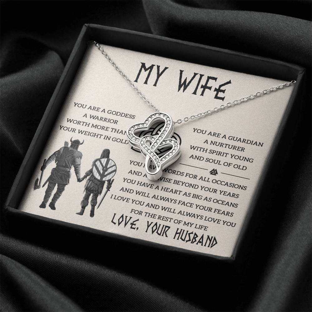 Shieldmaiden Necklace For Your Wife - To My Stunning Soulmate Jewelry Gifts For Her Unique Romantic Gift Soulmate Jew Double Hearts Necklace