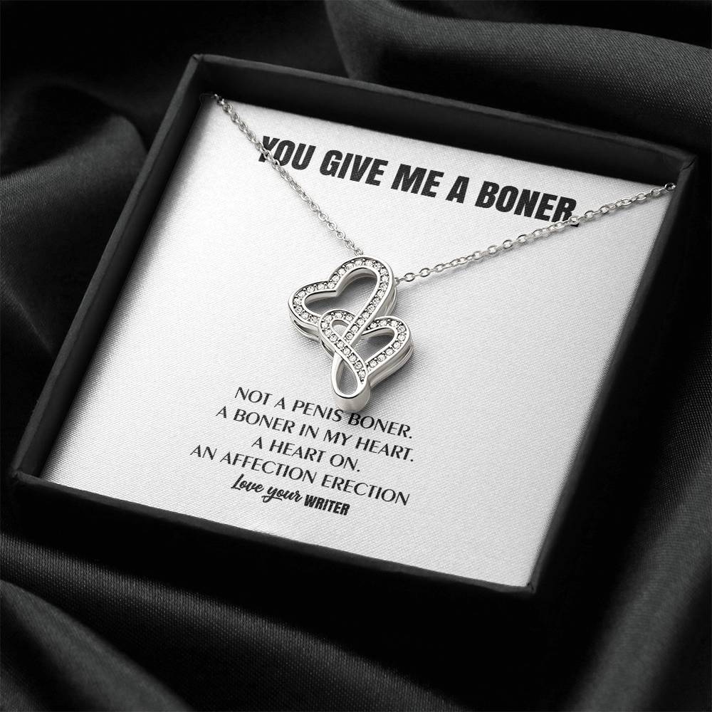 You Give Me A Heart Boner An Affection Erection Funny & Sarcastic Love For Her Mature Best Fu 4 Double Hearts Necklace