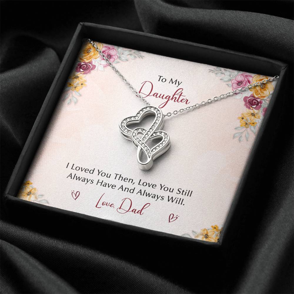 To My Daughter From Dad Double Hearts Necklace